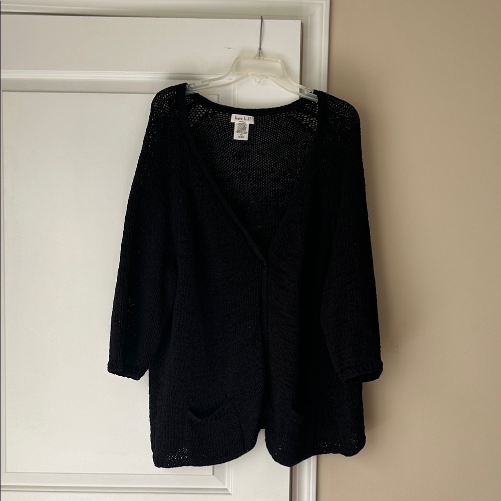 Kate Hill Black Open-Front Cardigan
